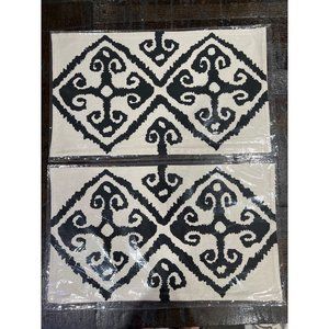 Frog Hill Designs Black Ethnic Iknat Rectangle Pillow Covers Set of 2 NWT